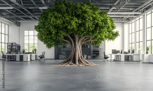 Modern interior green tree nature design