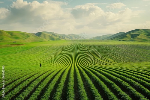 Wallpaper Mural Field of crops with hills on a white background Torontodigital.ca