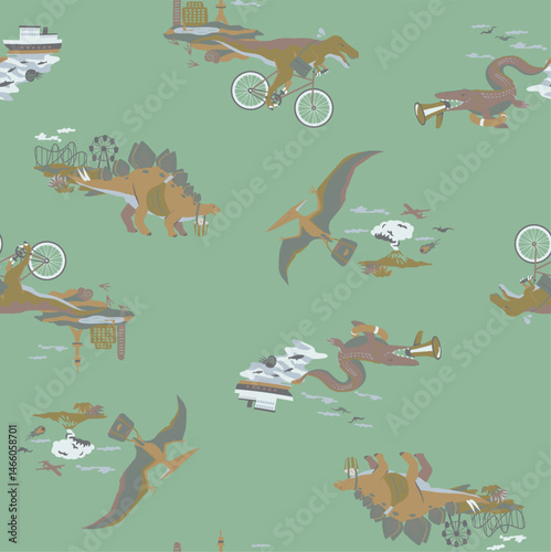 Fresh green mixed dinosaurs