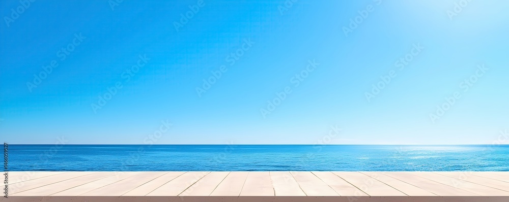 Obraz premium Minimalist Horizon Line Splitting Sea and Sky in Peaceful Serenity