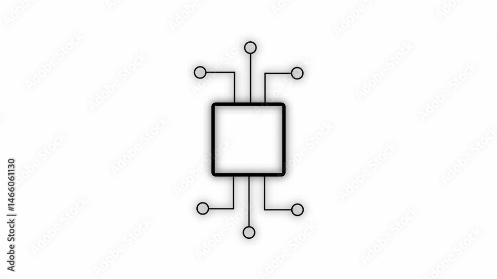 Minimalist illustration of a microchip component on a bright white background Minimalist illustration of a microchip component on a bright white background