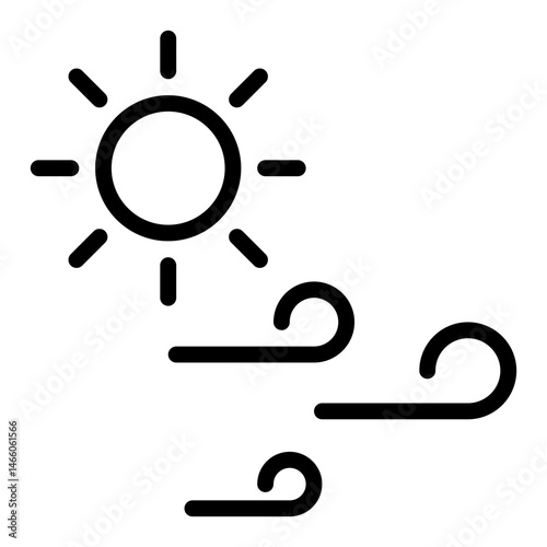 windy sun line icon