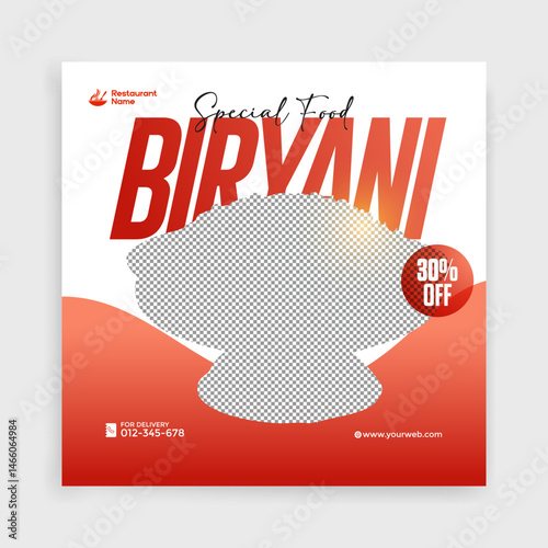 Delicious Asia food biryani dish social media post design
