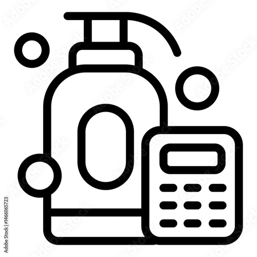 soap bottle outline icon with personal care budget calculator