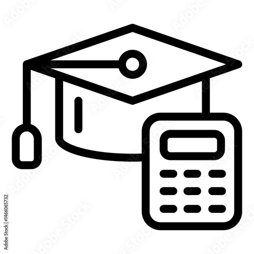 graduation cap outline icon with education cost calculation