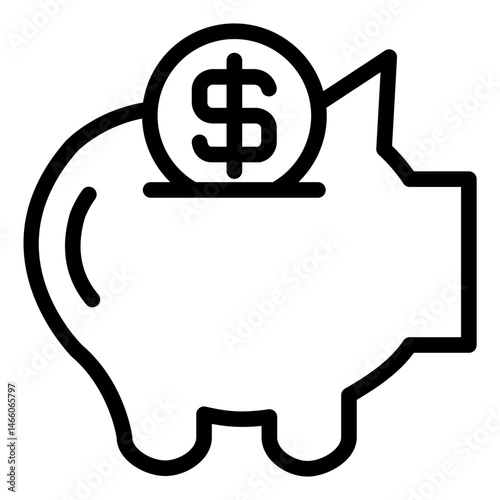 piggy bank outline icon with savings and deposit budget