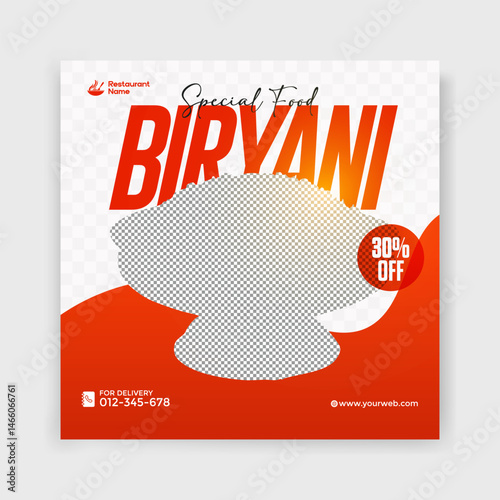 Delicious Asia food biryani dish social media post design
