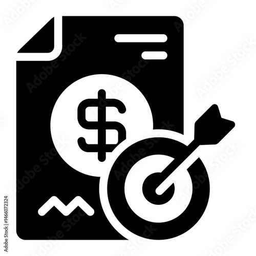 bullseye glyph icon with financial goal money file
