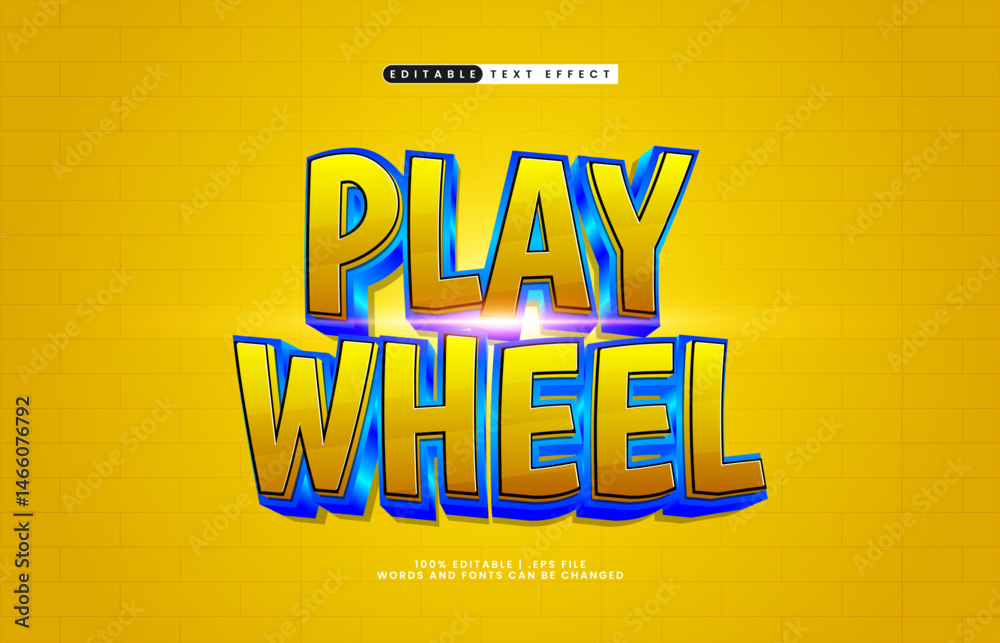 Fototapeta premium play wheel editable text effect with a game and play text effect