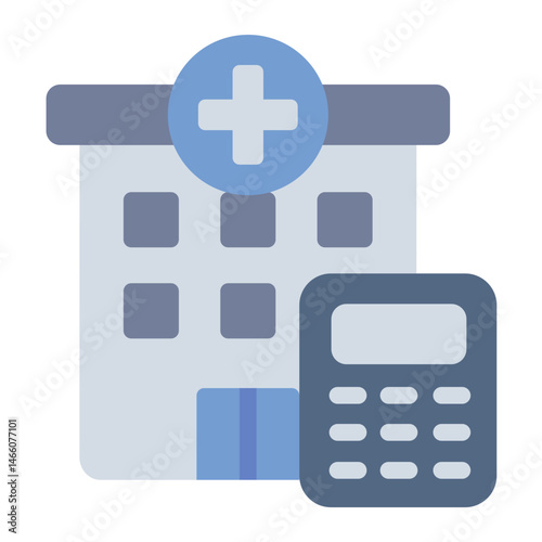 clinic building flat icon with healthcare budget tool