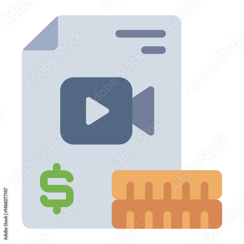 media document flat icon for entertainment spending record