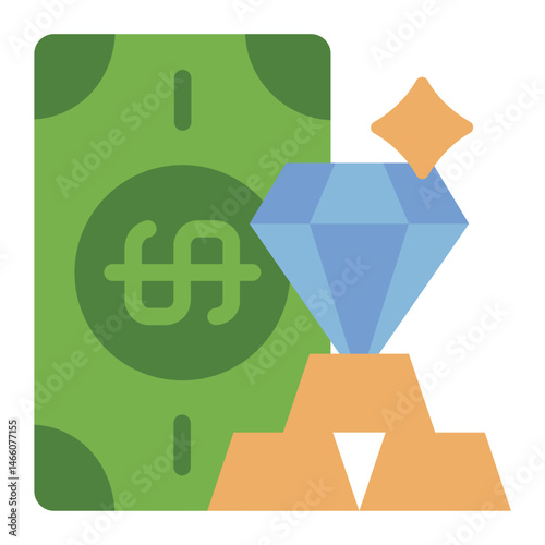 money and asset flat icon with net worth financial value