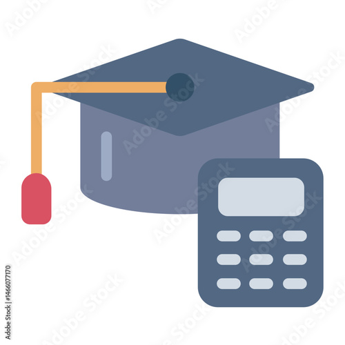 graduation cap flat icon with education cost calculation