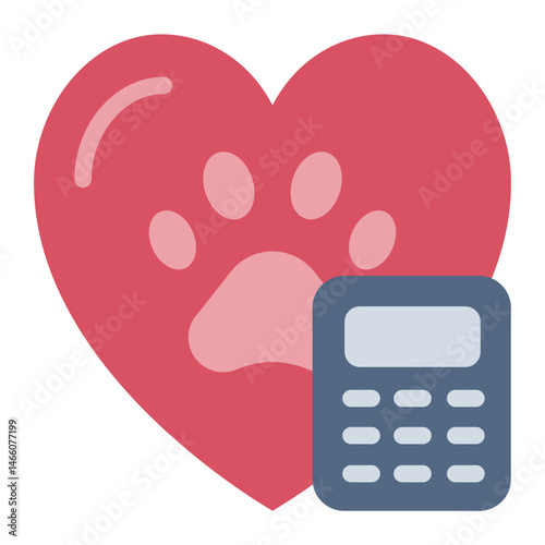 heart paw flat icon with pet care cost calculator