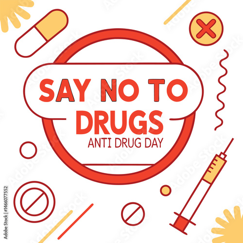 Anti Drug day vector illustration.

