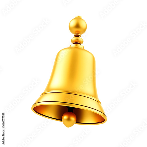 Shiny Gold Bell Isolated on Transparent Background