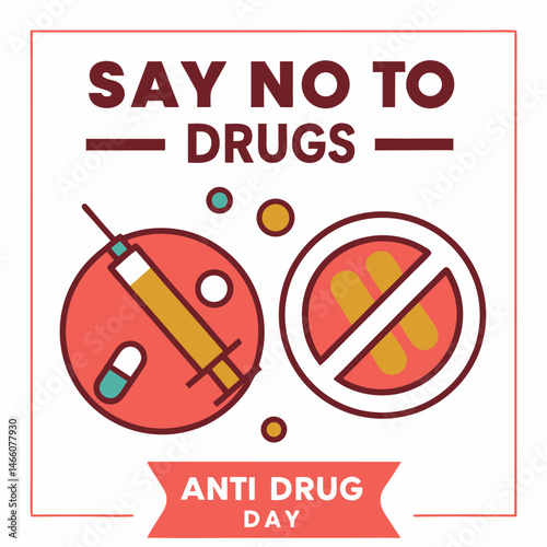 Anti Drug day vector illustration.

