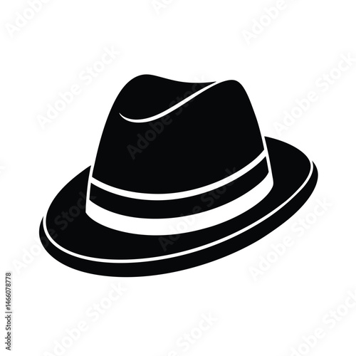 Vector Sketch of a Fedora Hat on White Background