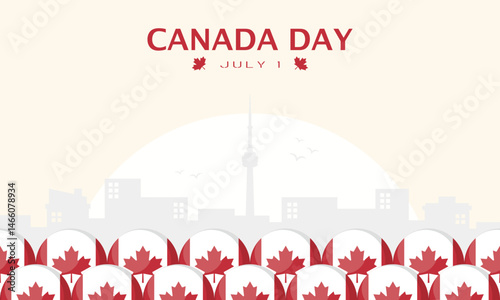 Happy Canada Day Poster. City silhouette