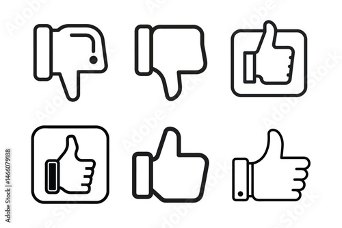 Like and dislike icons set. Thumbs up and thumbs down Vector set