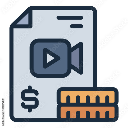media document filled line icon for entertainment spending record
