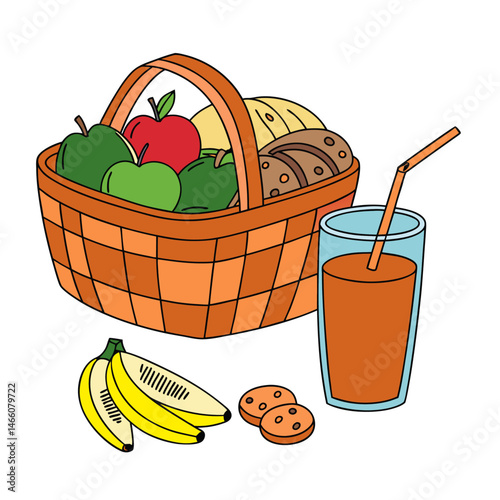 basket with fruits and vegetables vactor