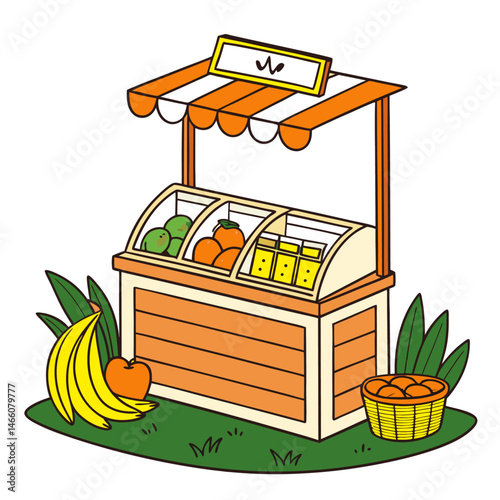 illustration of a wooden house with banana  vactor