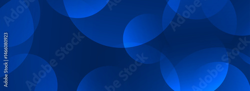 Glowing blue gradient circle background. Abstract technology overlap spheres wallpaper. Geometric bokeh texture for poster, banner, business template, medical brochure. Vector flowing bubbles backdrop
