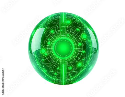 Glowing Tech Sphere with Circuitry