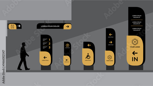 Signage totem Exterior and interior template set corporate identity