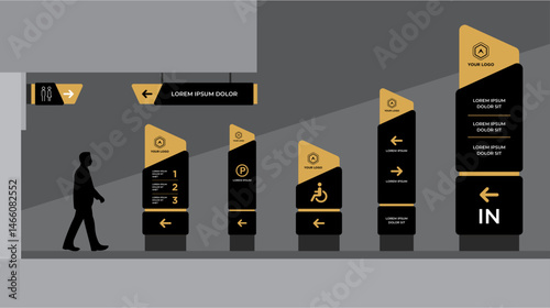 Signage totem Exterior and interior template set corporate identity