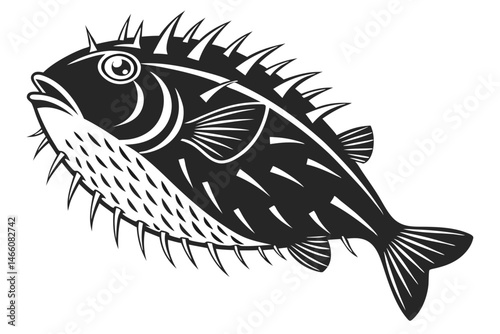 pufferfish sihouette black vector