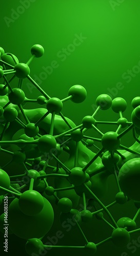 Emerald Green Molecular Structure: 3D Render
