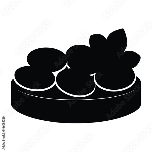 cheese platter vector silhouette icon, black and white illustration of food.