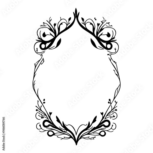 Elaborate floral frame, vector design with entwined branches for invitations