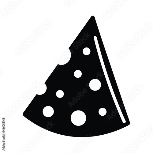 cheese wedge vector silhouette icon, black and white illustration of food.