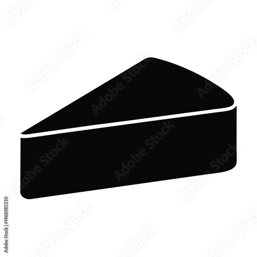 cheese wedge vector silhouette icon, black and white illustration of food.
