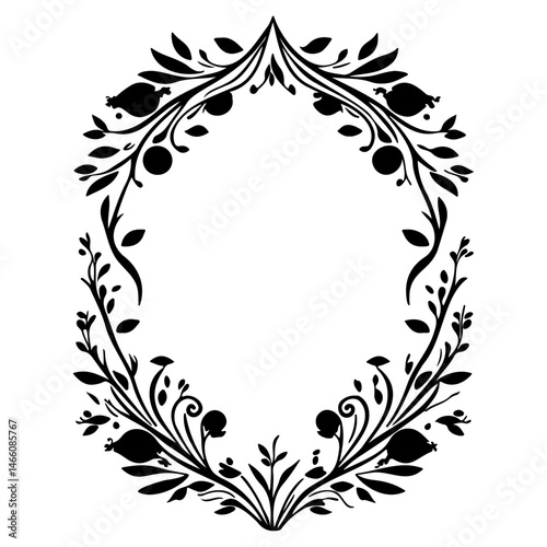 Elegant botanical frame with delicate berries and leaves in a refined style