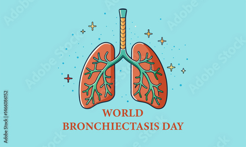 World Bronchiectasis Day Vector | Lungs Inflamed with Mucus Illustration"