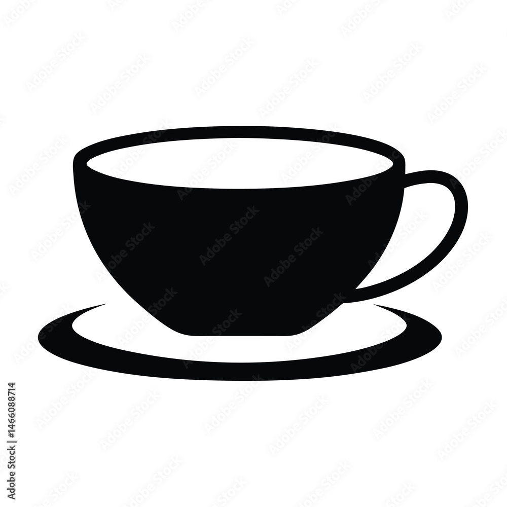 cup of coffee vector silhouette icon, black and white illustration of food. cup of coffee vector silhouette icon, black and white illustration of food.