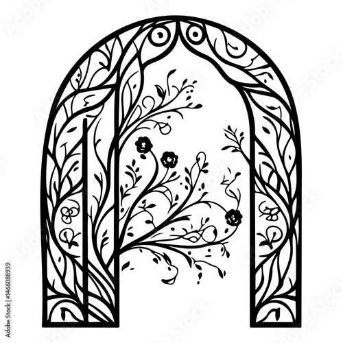 Floral Archway Silhouette: Decorative Design Element for Creative Projects