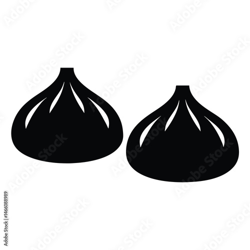 dim sum vector silhouette icon, black and white illustration of food.