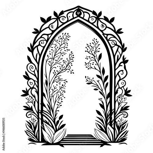 Elegant floral archway vector illustration for invitations and decorations