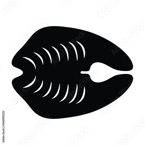 fish fillet vector silhouette icon, black and white illustration of food.