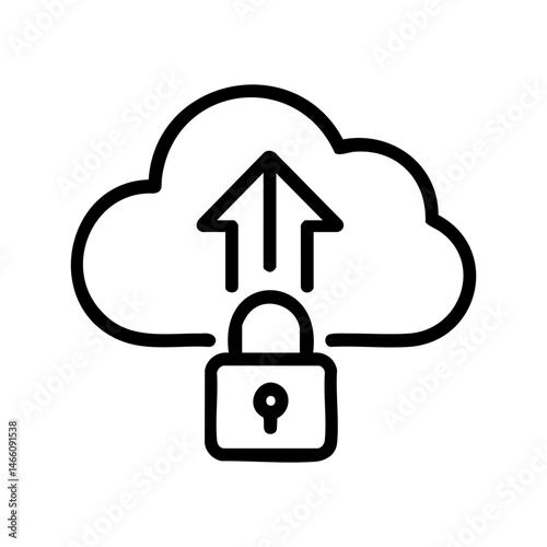 Secure Cloud Upload Icon for Protected Data Transfer