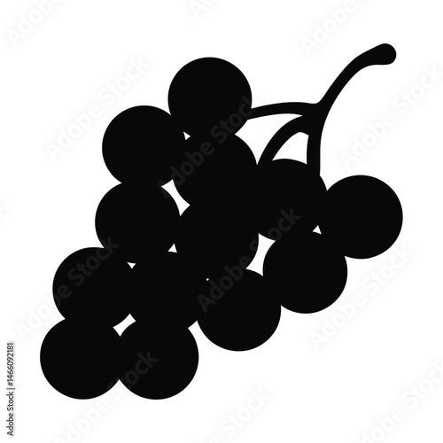 grapes vector silhouette icon, black and white illustration of food.
