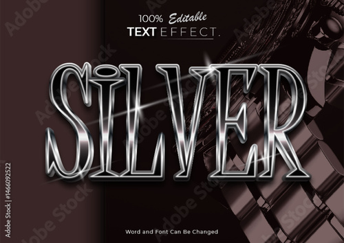 Luxury Silver Text Effect Template. Suitable for poster or banner social media contruction design.