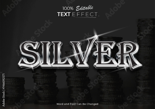 Luxury Silver Text Effect Template. Suitable for poster or banner social media contruction design.