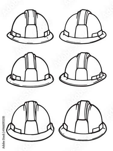 A yellow hard hat line art minimalist design.eps