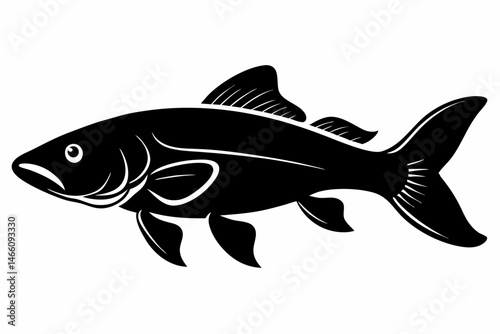 bowfin sihouette black vector